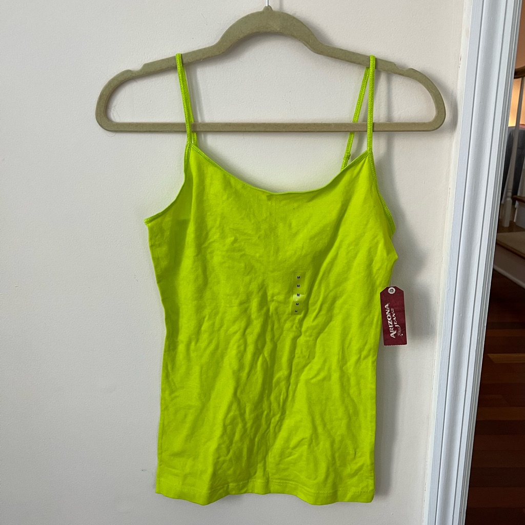 Lime Green Spaghetti Strap Arizona Jean Co Womens Tank Top Brand New With Tag
